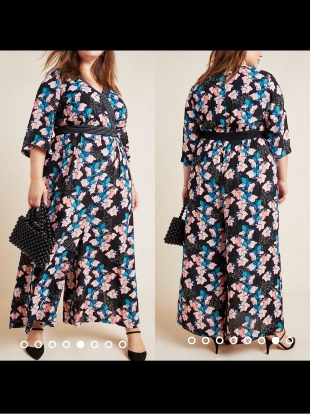 Anthropologie X Bl^nk London Montage Floral Wide Leg Jumpsuit 3X Boho Bohemian